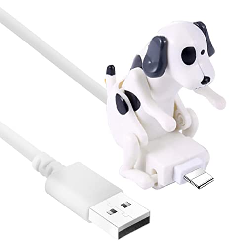 BESTDO Funny Humping Dog Type-C USB 1.2m Rogue Data Cable Portable Dog Toy Cute Animal Shape Durable Smartphone Charging Gift Charger Cable(White)