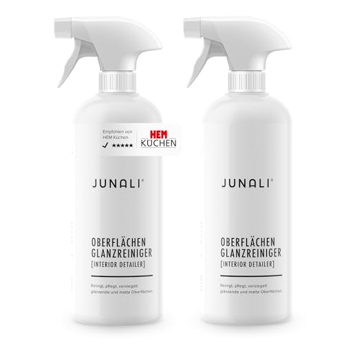 JUNALI Detergente per superfici lucidanti, cura per cucine lucide, antistatico con effetto perla, sigillante spray per pietra naturale, cromo, vetro, plastica, mobili in legno laccato (2 x 500 ml)