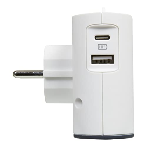 Legrand - Spina Multipresa Extra Piatta Con 2 Prese Laterali Senza Terra E Usb Type-A + Type-C - Bianco E Grigio Scuro - 5