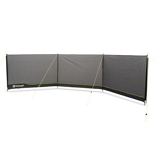 Outwell Camping Windbreak - 5m x 1.25m Steel Pole Windscreen Privacy Shelter for Tent Caravan Awning Beach Garden with Luminous Guy Lines, Ground Spikes & Carry Bag (Grey)