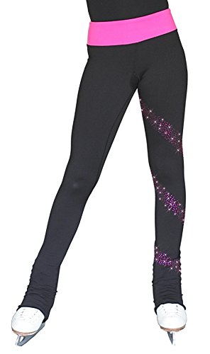 ChloeNoel PS96 3" Supplex Black/Color Waist Band Pants with Crystals Spiral
