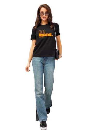 Image of LEOTUDE Women's Boyfriend-Loose Fit Round Neck Half Sleeve Cottonblend Women Tshirt (Color Multicolor)