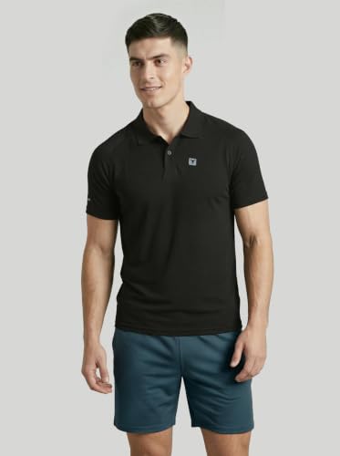 Image of TECHNOSPORT Men's Slim Fit Half Sleeve Polo T-Shirt with Collar, Double Cool Quick Dry Moisture Wicking Polo Tee for Gym Sports Golf and Casual Wear