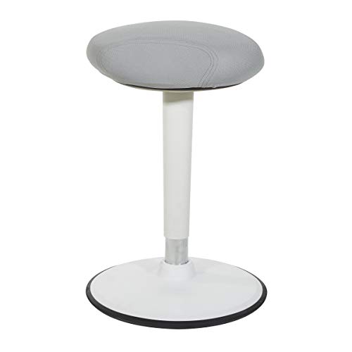 Image of Office Star Active Seating Adjustable 24-34 Inch Height and 360-Degree Wobble Design Perch Seat with Non-Slip Base, Grey