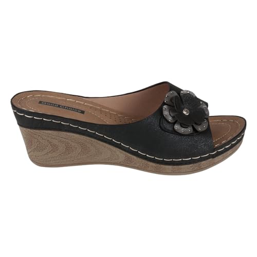 G.C. Shoes Naples Wedge Sandals with Floral Applique and a Cushioned Memory Foam Footbed in a Comfortable Slip-On Design4