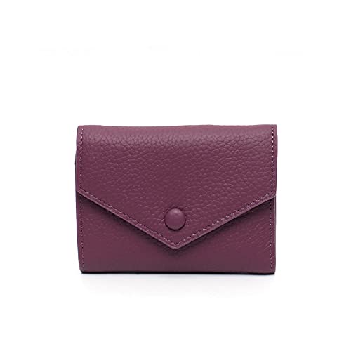 Womens wallet Genuine Leather For Functional Multi Card Coin Cash Anti-Theft Purses For Ladies Cowhide (Purple)