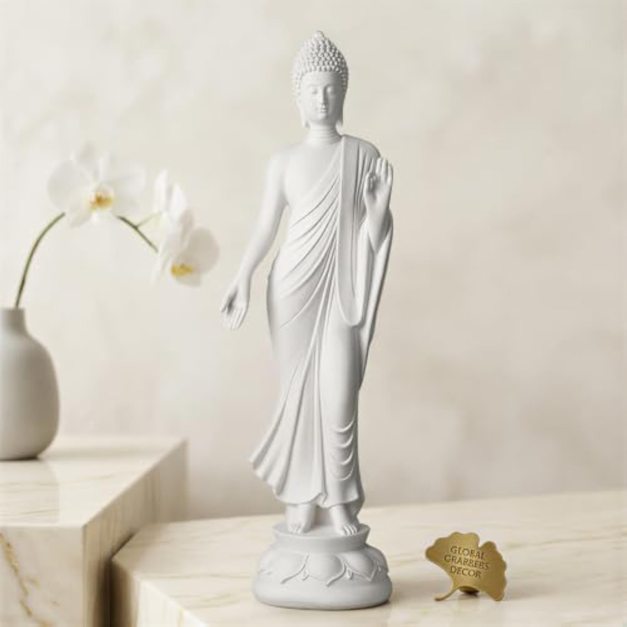 Buddha Idol Statue for Home Decoration, White