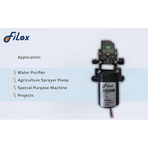 Image of Filox 12V DC Water Pump 125 PSI - High Performance Diaphragm Pump with Auto Pressure Switch | Battery Sprayer Motor with SMPS Adapter for Agriculture, Pesticide Spray, Car Wash & Cleaning (Black)