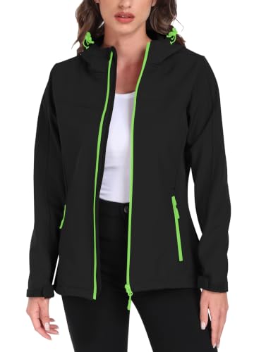 ATLASLAVA Softshelljacke Damen mit Kapuze Regenjacke Fleecejacke Wanderjacke Gefüttert Jacken Outdoor Wandern S-3XL