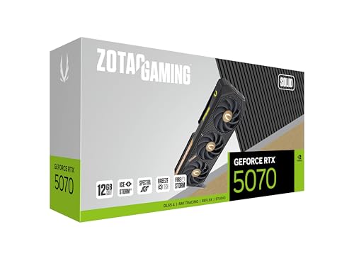 Image of ZOTAC Gaming Geforce RTX 5070 Solid Graphics Card - Black | 12 GB | DLSS 4 | GDDR7 | 192 Bit | Icestorm 2.0 Advanced Cooling | Triple Fan | Spectra RGB Lights | ZT-B50700D-10P