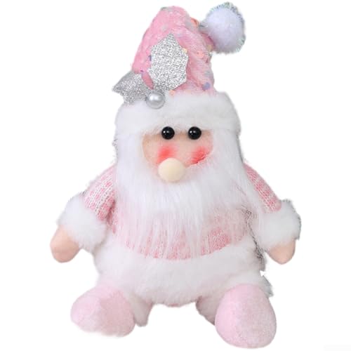 Honseadek Weihnachtspuppe, sitzender Weihnachtsmann, rosa Glitzer-Schneemann-Ornament, funkelnde...