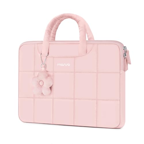 Bolsa ordenador 13.6 pulgadas tipo maletín rosa con asa superior flexible