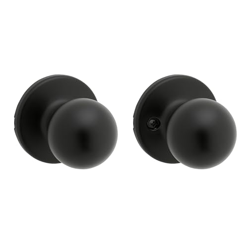 Kwikset Polo Interior Passage Door Knob, Handle for Closet and Hallway Doors, Non-Locking Doorknob in Matte Black, with Microban Protection by Kwikset - Used condition - US$12.91