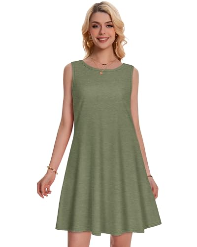 Image of Summer Dresses for Women Beach Boho Sleeveless Vintage Floral Flowy Pocket Tshirt Tank Sundresses 2026