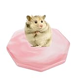 DQITJ Hamster Ceramic Summer Cool Plate Pet Heat Dissipation Plate Octagon Shape Cooling Mat for Hamster and Small Pets (Pink, Diameter 3.6')