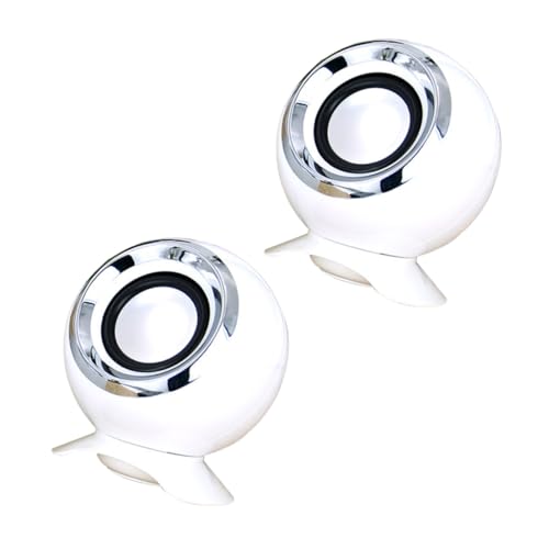 Altavoces para ordenador potentes Veemoon mini USB con diseño blanco compacto de dos piezas