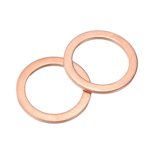 sourcing map M18 Flat Washer, 12 Pcs Copper Ring Flat Washers 24mm OD 1.5 Thick Metal Sealing Gasket Ring for Screws Bolts Nuts