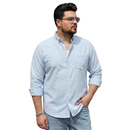 Image of Urbano Plus Men's Cotton Full Sleeve Regular Fit Solid Oxford Shirt with Button-Down Collar