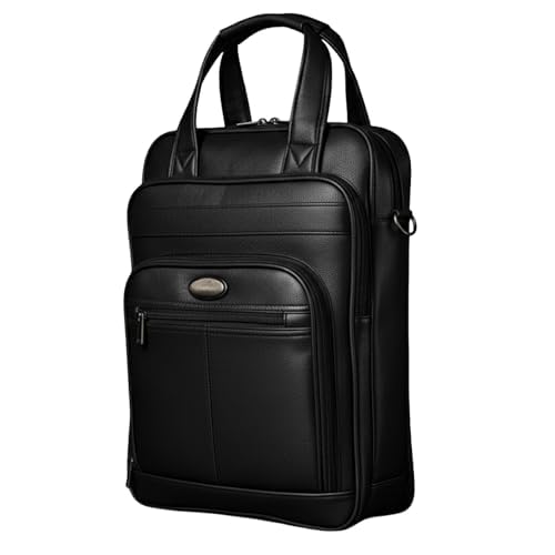 Mochila Couro Reforçada Executiva Grande Mochila para Notebook Trabalho Viagem Escola com Cabo de Aço Impermeável (Preto 7006)