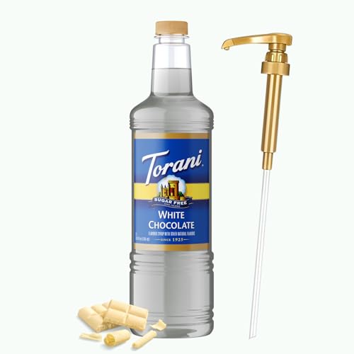 Image of Torani Sugar Free White Chocolate Syrup 1L with Pump - Keto, Zero Calorie
