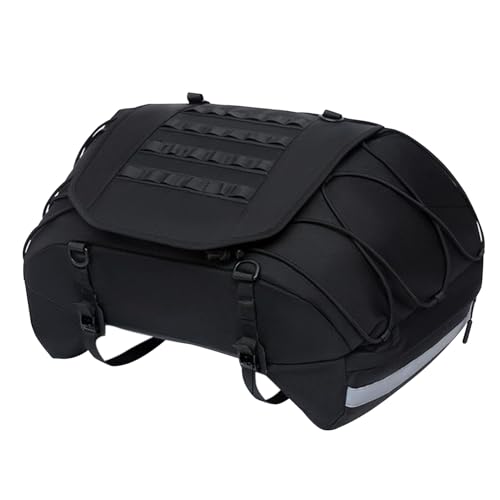 Yabauuop Bolsa Trasera para Moto | Bolsa para Asiento Trasero de Motocicleta Impermeable - Reflectante Ajustable Baúl Trasero Ciclismo Touring Ruta Commuting