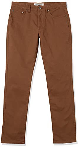 Amazon Essentials Herren 5-Pocket-Stretch-Twillhose, Schlanke Passform, Braun, 32W / 32L
