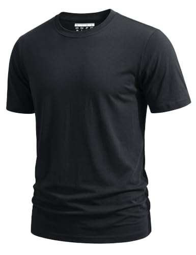 TACVASEN Herren T Shirt Baumwolle Kurzarm T-Shirts mit Rundhalsausschnitt Sommer Tshirt Basic Regular Fit Leichte Tops Casual Oberteil Schwarz XL