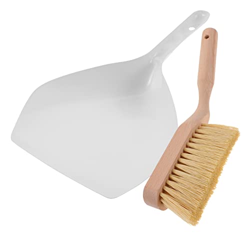 PRETYZOOM 1 Set Desktop Cleaning Broom Car Broom Dust Brush Hand Held Broom and Dustpan Cleaning Accessory Standing Upright Dustpan Desktop Sweep Brush Household Dust Pan Table Wooden Medium