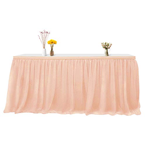 B-COOL Rose Gold Table Skirts 4.5 yards Table Skirt Rectanglar Romantic Elegent Princess