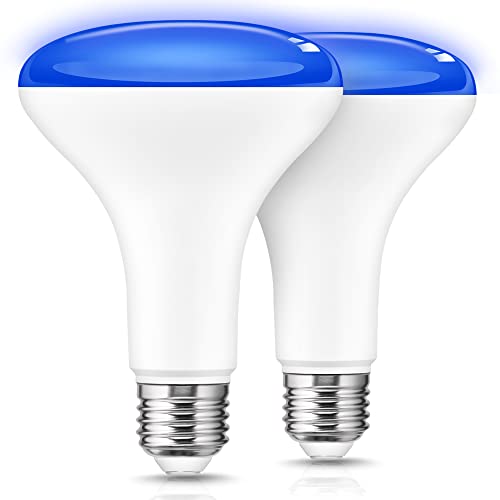 Image of L LOHAS LED Christmas Blue Flood Light Bulbs, Colored Can Light Bulbs E26 | Christmas LED BR30 Pure Blue Flood Light Indoor 65W Equivalent, 11 Watt Light Bulbs E26, Holiday Party Decoration, 2 Pack