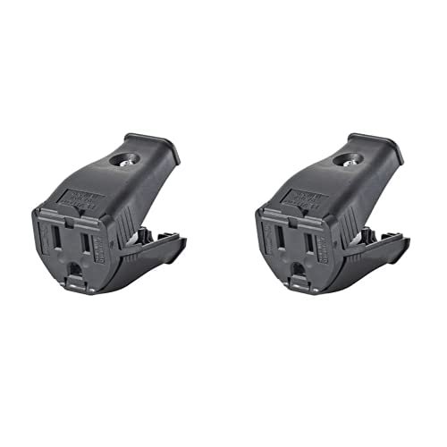 3W102-E Clamptite Hinged Cord Outlet, 2-Pole, 3-Wire, 125V, 15A, Thermoplastic, Black (Pack of 2)
