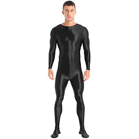 Choomomo Mens Spandex Turtleneck Bodysuit Long Sleeve Jumpsuit Full Body Shapewear Unitard Leotard Black XL Cover