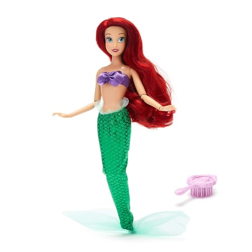 Disney Store Official, a Pequena Sereia, Ariel, boneca clássica, 29 cm, boneca de princesa Disney totalmente posável com de sereia e top de conchas, inclui escova de brinquedo, para maiores de 3