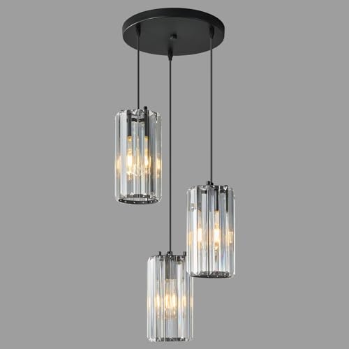 Image of Black Pendant Lighting Modern Pendant Light, Mini Crystal Chandeliers,Adjustable Pendant Light Fixture for Kitchen Island Dinning Room Corridor Bedroom(Gold 3-Light)