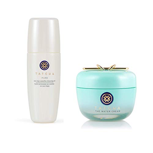 Tatcha Bundle Set: The Water Cream (50ml) & Pure One Step Camellia Cleansing Oil (150ml): 2 in 1 Makeup Remover + Skin Moisturizer Reduce Appearance of Fine Lines