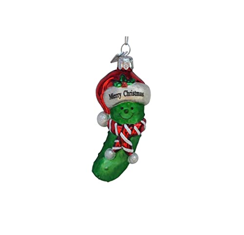 Kurt S. Adler Noble Gems Merry Christmas Pickle Glass Ornament Kurt S. Adler Noble Gems Merry Christmas Pickle Glass Ornament