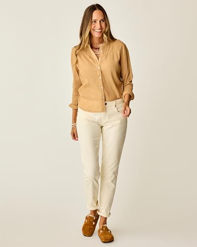 Carve Designs Carson High Rise Boyfriend Jeans for Women, Relaxed Organic Cotton, 8 Size Ecru2