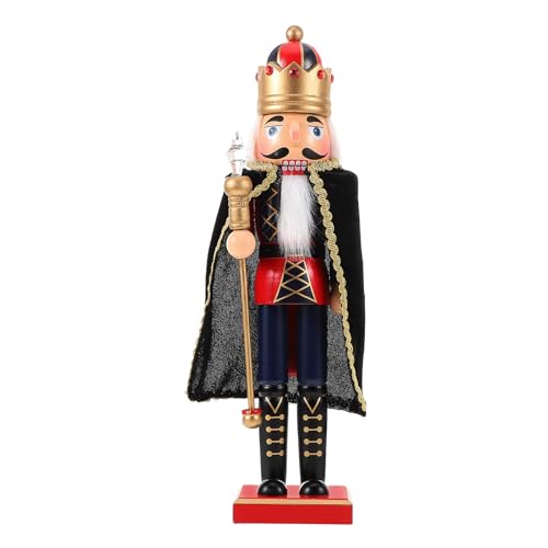 Casse-Noisettes en Bois Classique de 35 Cm avec Cape de Roi Rouge - 2