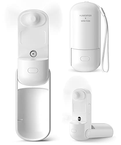 HonHey Handheld Fan Misting Fan, 3 in 1 Hand Fan, Portable Mini Fan with Rechargeable Battery Operated and 3 Adjustable Speed[6-13-20 Working Hours], Foldable Personal Fan for Girls Women Travelling