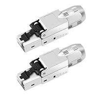 QIQIAZI CAT 7 RJ45 Stecker Werkzeuglos Netzwerkstecker,LAN Stecker Werkzeuglos, Kompatibel Cat 7,6a,6 Netzwerkkabel, Ethernet Stecker Bis zu 10 Gbps | 1000M Stabile Signalübertragung (2 Stück)