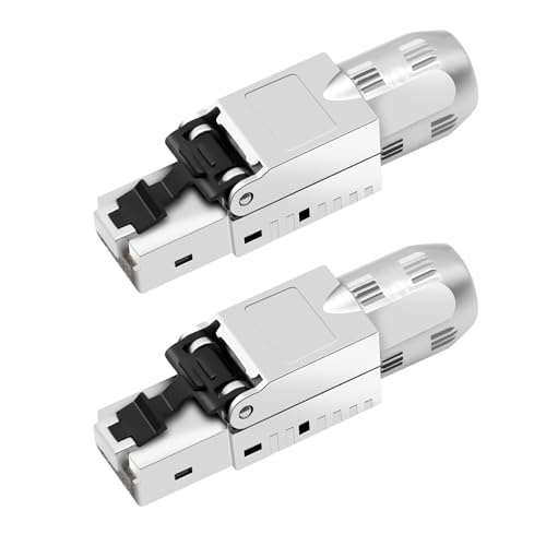 QIQIAZI CAT 7 RJ45 Stecker Werkzeuglos Netzwerkstecker,LAN Stecker Werkzeuglos, Kompatibel Cat 7,6a,6 Netzwerkkabel, Ethernet Stecker Bis zu 10 Gbps | 1000M Stabile Signal&uuml;bertragung (2 St&uuml;ck)