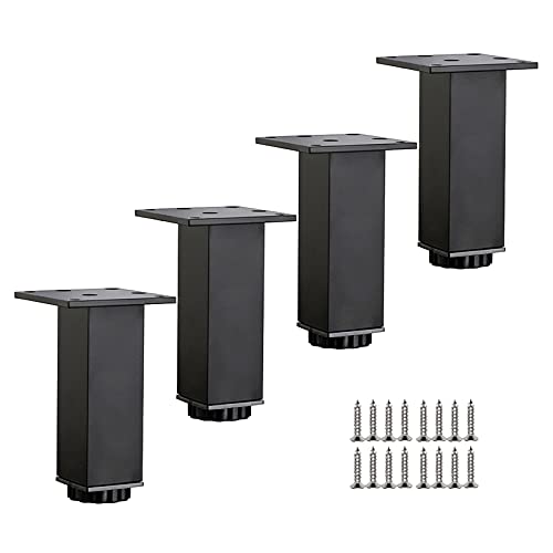 Pieds de meuble réglables en aluminium noir 10 cm avec vis pour table de cuisine