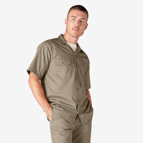 Image of Dickies Men's Short Sleeve Work Shirt - Durable Twill Button Down Shirts for Men, Lightweight Uniform for Daily Wear