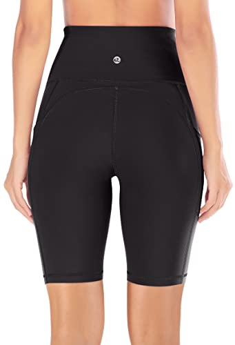 Ewedoos Biker Shorts For Women High Waist Yoga Shorts With 3 Pockets Athletic Compression Shorts Running Workout Short Black #TOP3