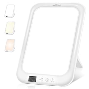 Easy@Home Light Therapy Lamp: LED Light Therapy Energy Lamp UV-Free with 10000 Lux | Sun Lamp with 3 Color Adjustable Brightness Levels | Timer Memory Function ELT-492-WT