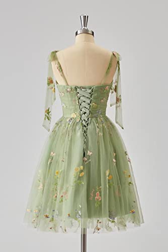 UZN Short Flower Embroidery Tulle Homecoming Dresses for Teens A Line Formal Party Prom Gowns2