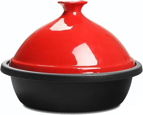 Olla de tajine de hierro fundido, antiadherente, marroquí, para guiso y cocción lenta, utensilios de cocina de cerámica duraderos
