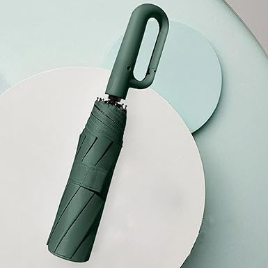 Image of Umbrella for Men Women || Folding Umbrella With Carabiner Handle || 10 Reinforced Ribles || Windproof and Sunproof || Auto Umbrella Big Size for Men /Women /Kids