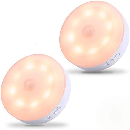 Motion Sensor Night Light Wireless Closet Lights,USB Rechargeable and Magnetic Stick-on Anywhere Puck Lights for Cabinet,Counter,Shelf,Hallway,Kitchen 2-Pack