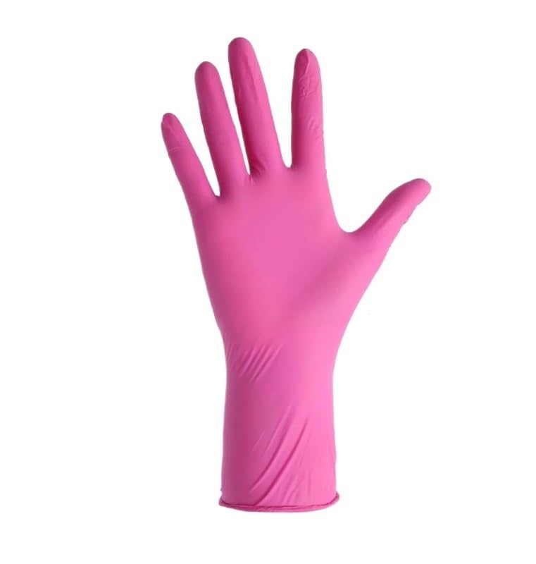 20/50/100 szt. Różowe jednorazowe rękawiczki nitrylowe Fuchsia Woman, lateksowe, bezpudrowe, do sprzątania w domu, prac ogrodniczych, bezpieczeństwo, ochrona pracy(Rose Red 100PCS,M)